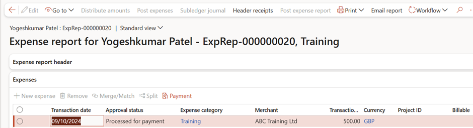 image-248 EM504 - Optimizing Training and Development Expenses using Expense Management in Dynamics 365 Project Operation