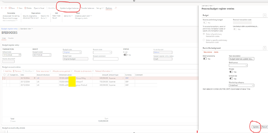 image-429 BG505 - Top-Down Budgeting in Dynamics 365 Finance: Real-World Scenarios from Planning to Control (Part-4: Budget Register Entry)