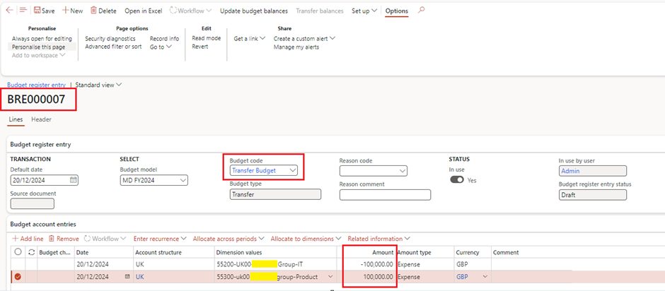 image-434 BG505 - Top-Down Budgeting in Dynamics 365 Finance: Real-World Scenarios from Planning to Control (Part-4: Budget Register Entry)