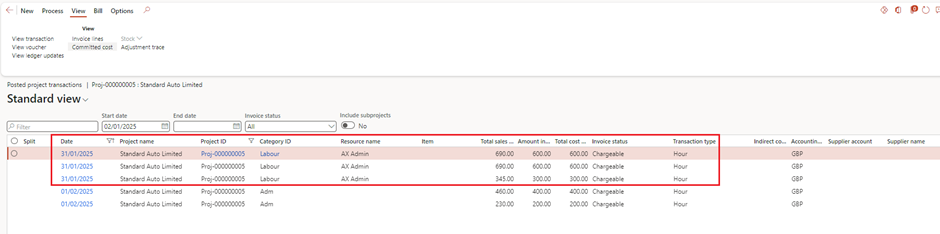 image-582 PM507 - How to Manage Time and Material (NO WIP) Projects in D365 Finance Project Management and Accounting