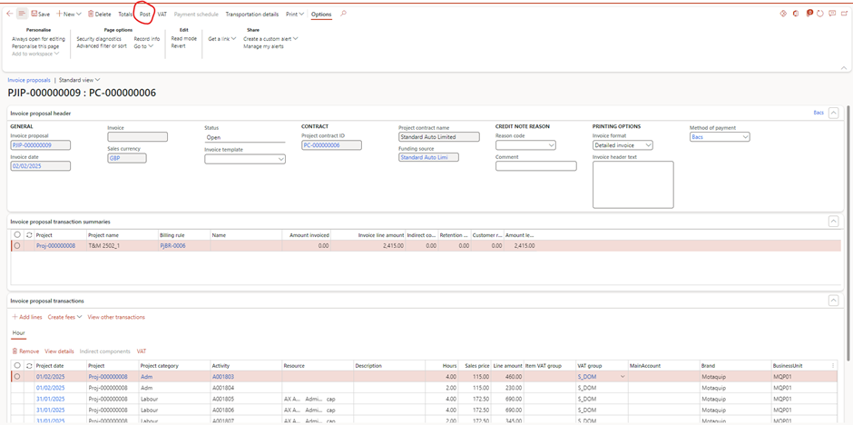 image-645 PM508 - How to Manage Time and Material (WIP) Projects in D365 Finance Project Management and Accounting