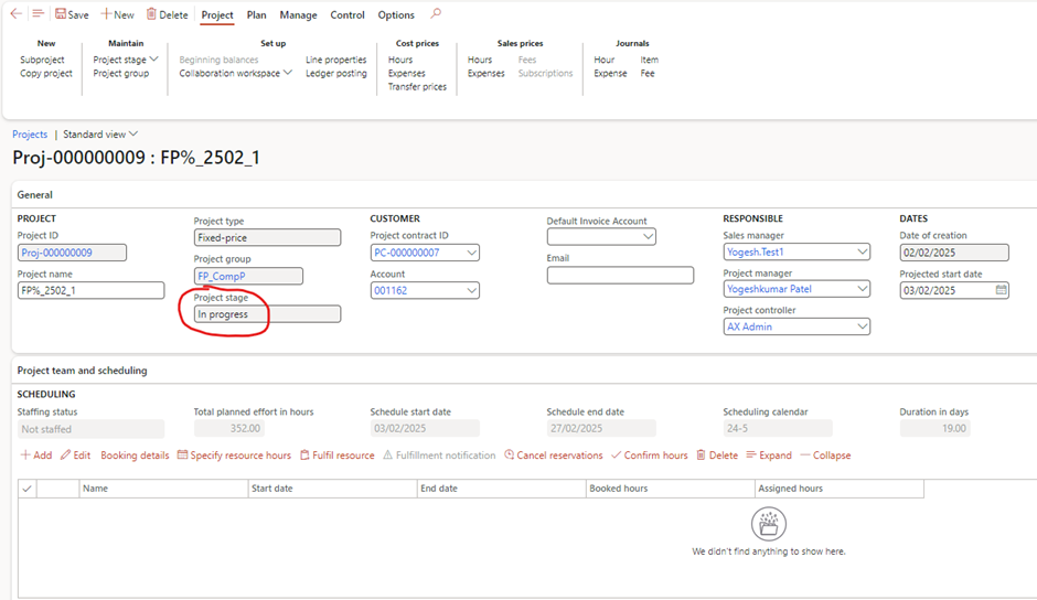 image-673 PM509 - Fixed Price Projects: Percentage Completed in Dynamics 365 Finance Project Management and Accounting