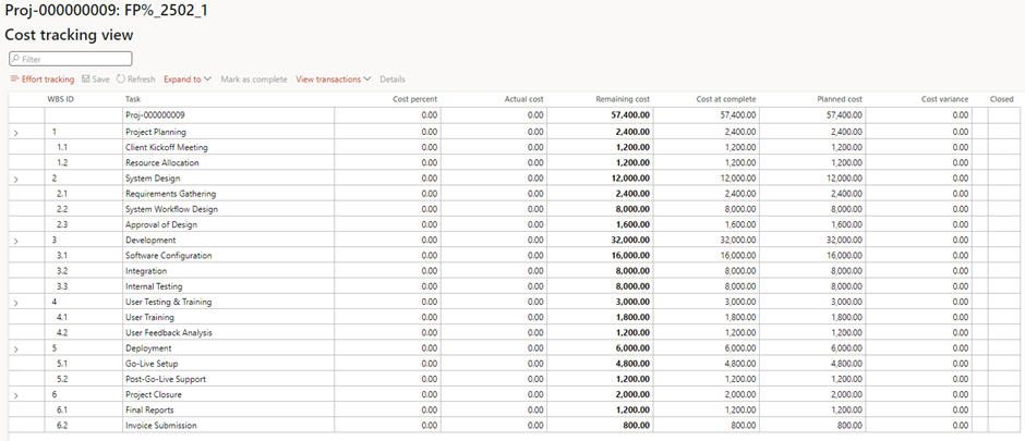 image-675 PM509 - Fixed Price Projects: Percentage Completed in Dynamics 365 Finance Project Management and Accounting