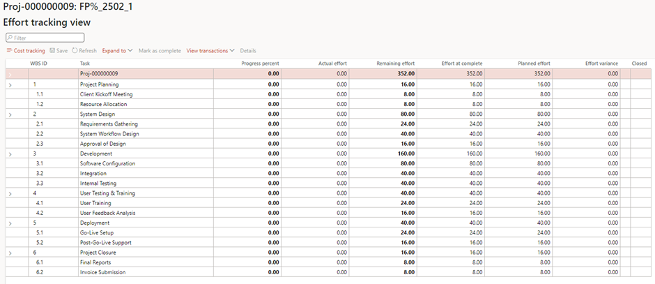 image-676 PM509 - Fixed Price Projects: Percentage Completed in Dynamics 365 Finance Project Management and Accounting