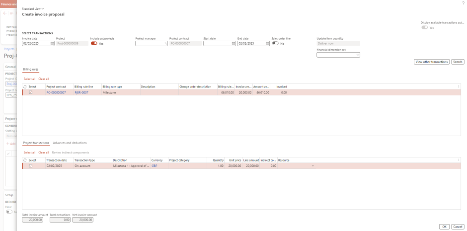 image-684 PM509 - Fixed Price Projects: Percentage Completed in Dynamics 365 Finance Project Management and Accounting