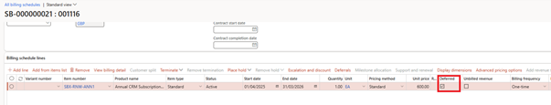image-105 SB515 β Deferral Schedule Generation and Journal Entry Posting in D365 Subscription Billing