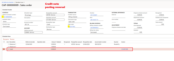 image-110 SB515 β Deferral Schedule Generation and Journal Entry Posting in D365 Subscription Billing