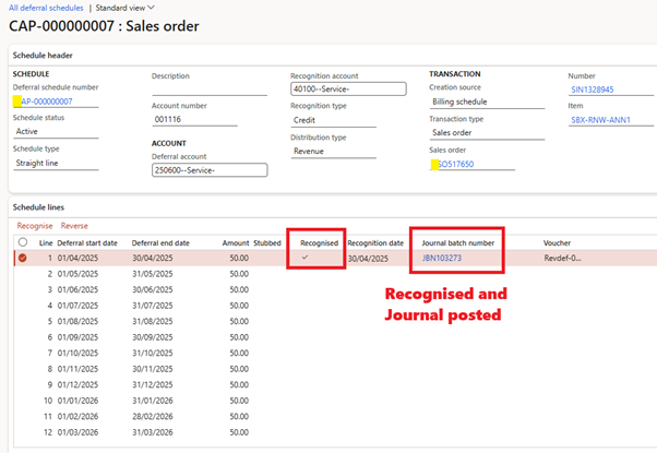 image-114 SB515 β Deferral Schedule Generation and Journal Entry Posting in D365 Subscription Billing